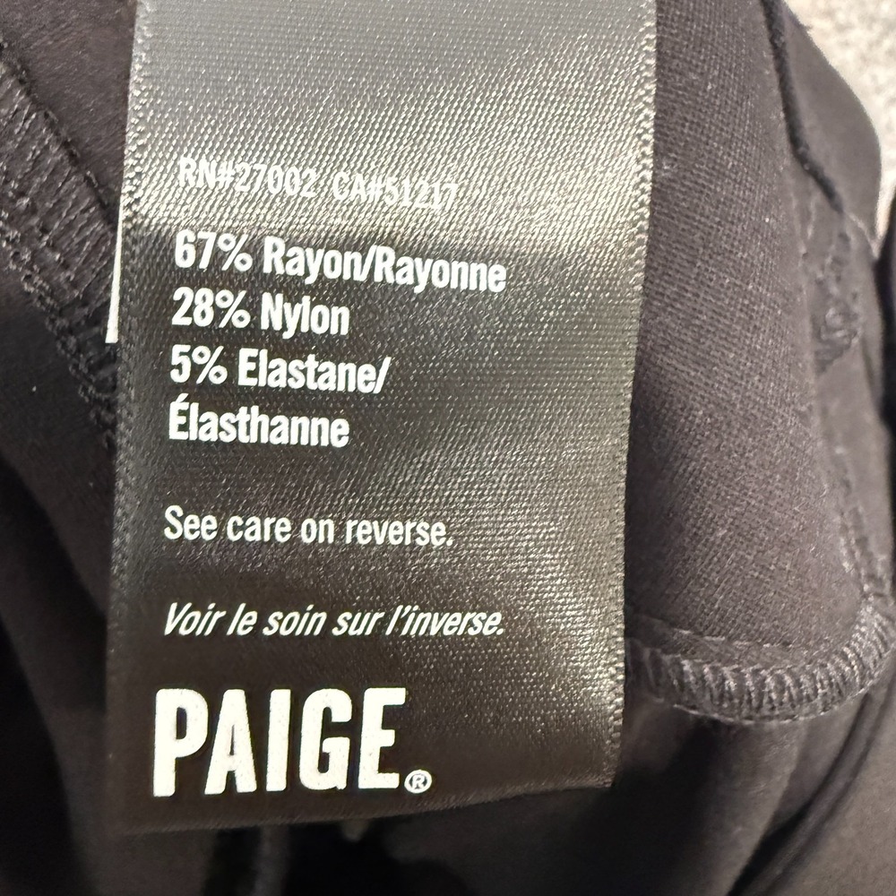 Paige Winona High Rise Flare Bootcut Pants Womens 32 Front Slit Black Rayon Blen - Picture 13 of 14